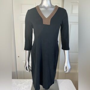 Ralph Lauren Petites Women's Dress Black Faux Suede Cotton VNeck Size PM No Belt